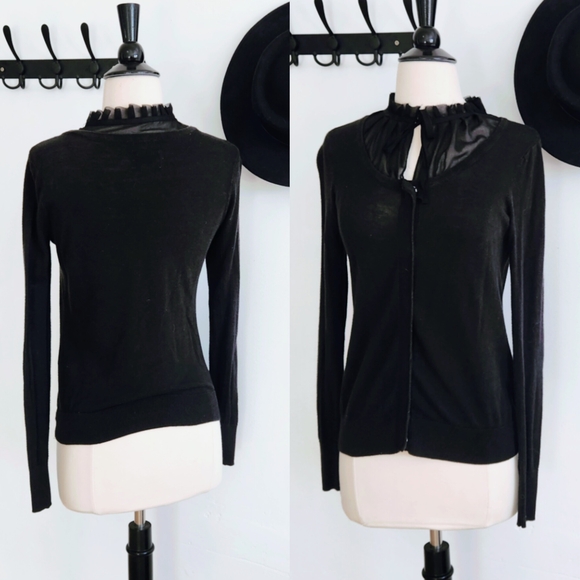 Black Cardigan with Ruffled Collar - Picture 3 of 5